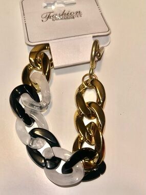Women’s Black, White & Gold Link Bracelet